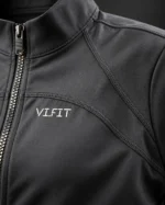Breeze Jacket in black — fabric, zipper and VI-FIT logo detail